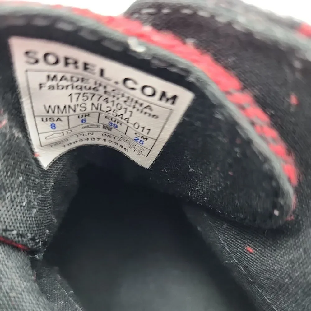 Sorel Womens Black‎ and Red Out and About Waterproof Buffalo Plaid Boots Size 8